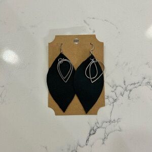Black Leaf Shaped Earrings